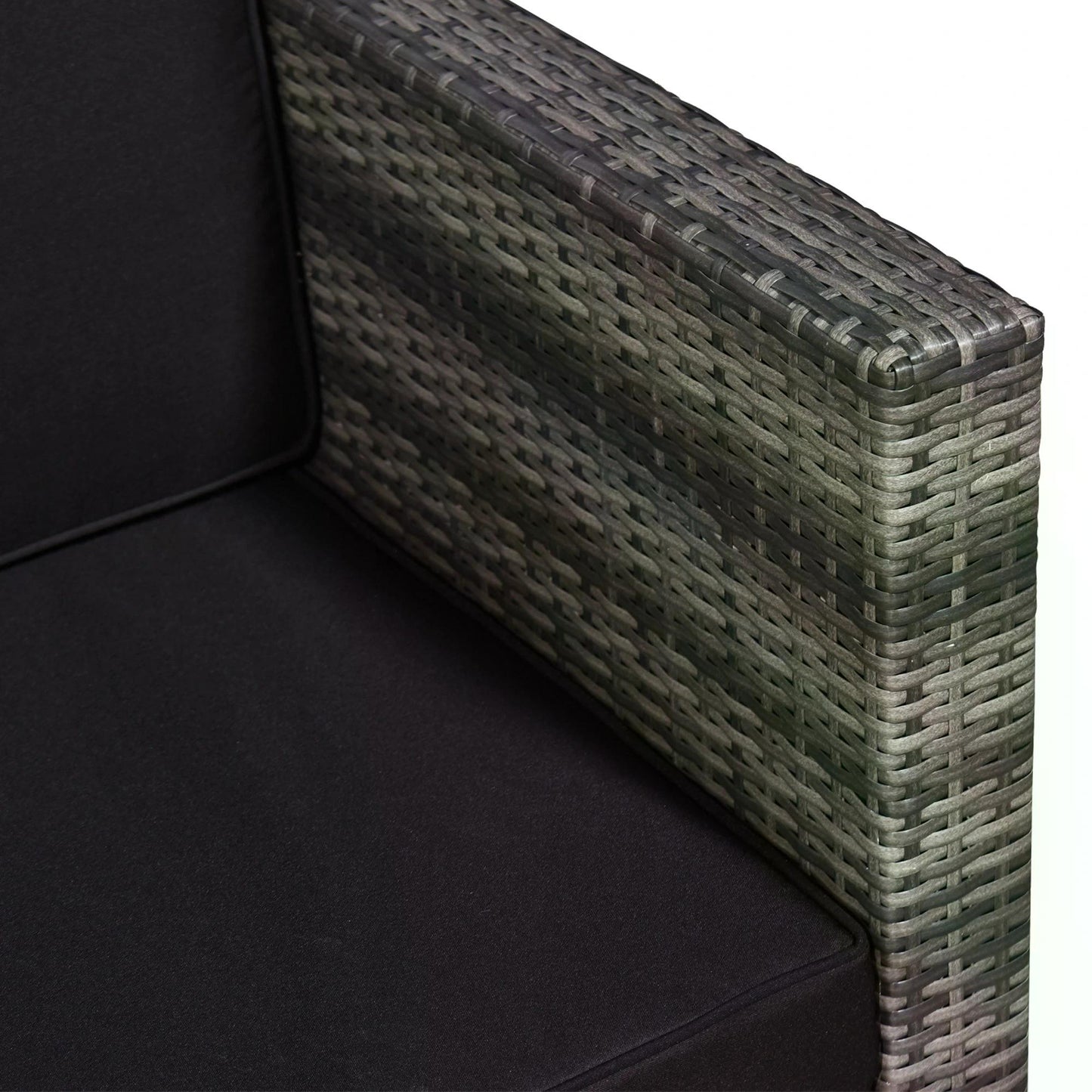 Outsunny 2 Seater Rattan Garden Furniture Sofa Furniture Set W/Cushions, Steel Frame-Grey