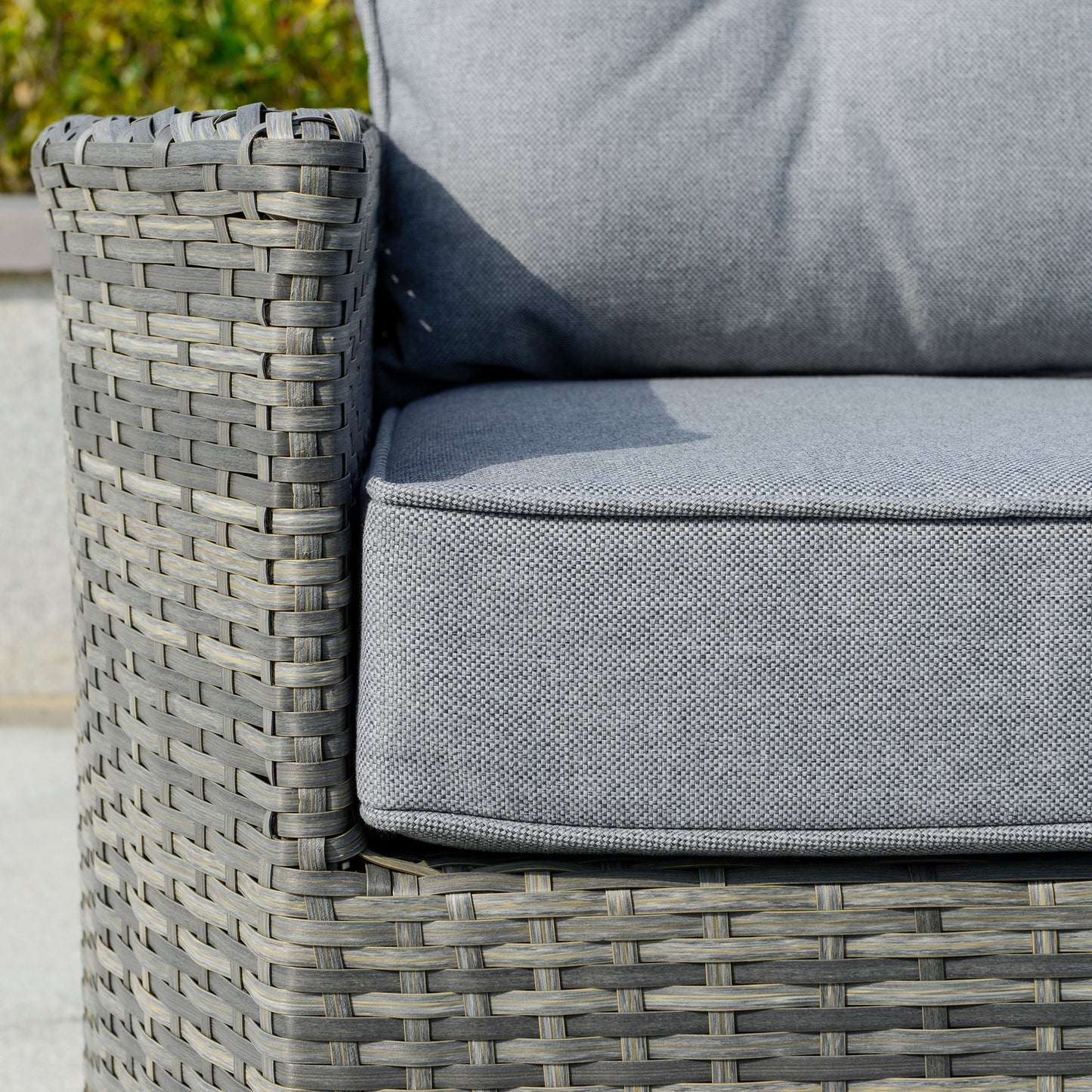 Outsunny Rattan Garden Sofa Set, 5-Seater PE Wicker Patio Furniture, Aluminium Frame with Cushions, Mixed Grey