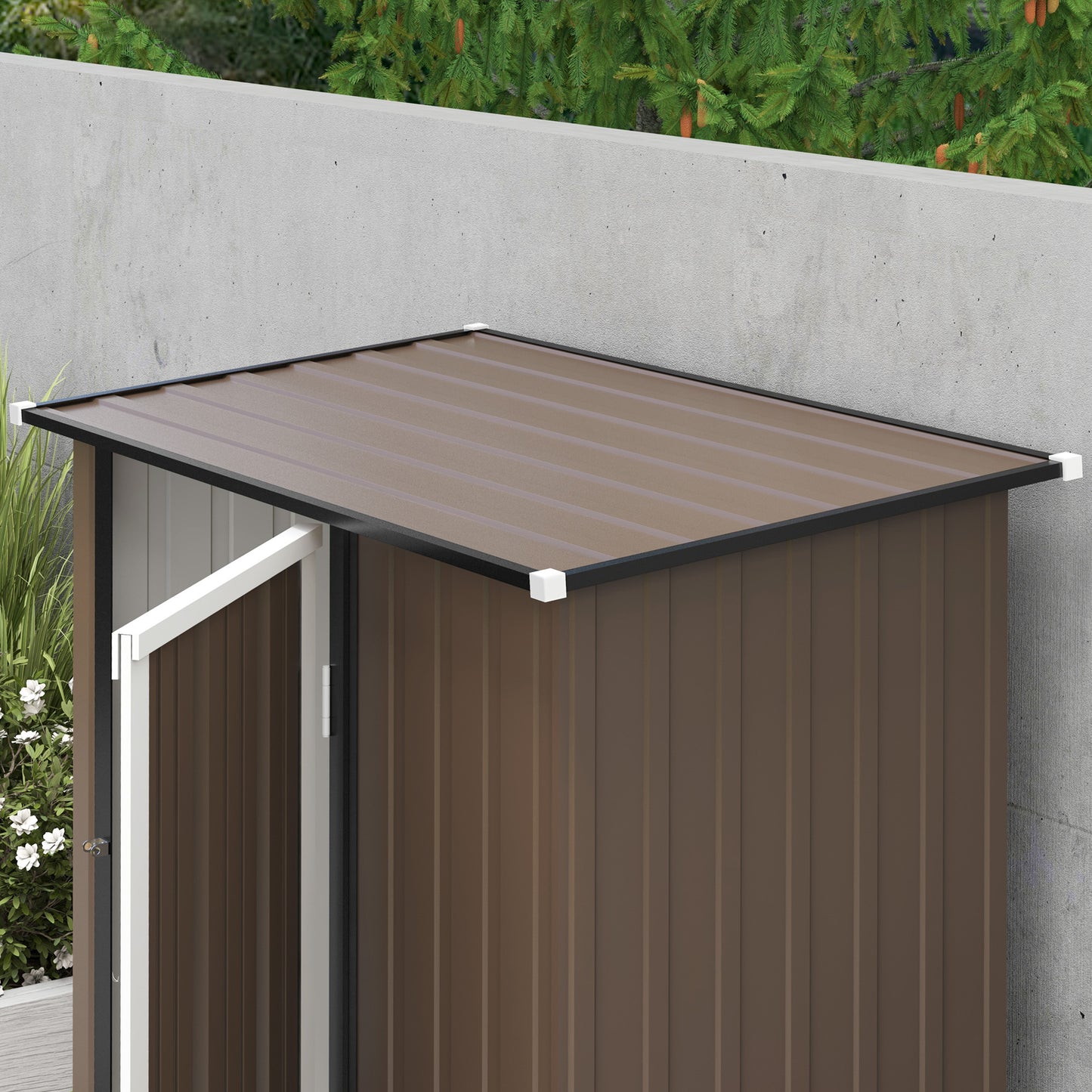 Outsunny 5ft x 3ft Garden Metal Storage Shed, Outdoor Tool Shed with Sloped Roof, Lockable Door for Equipment, Bikes, Brown