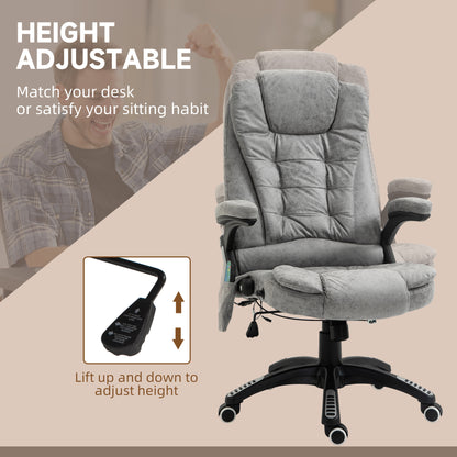 Vinsetto Heated Massage Recliner: 6 Massage Points, Microfiber, 360° Swivel, Slate Grey