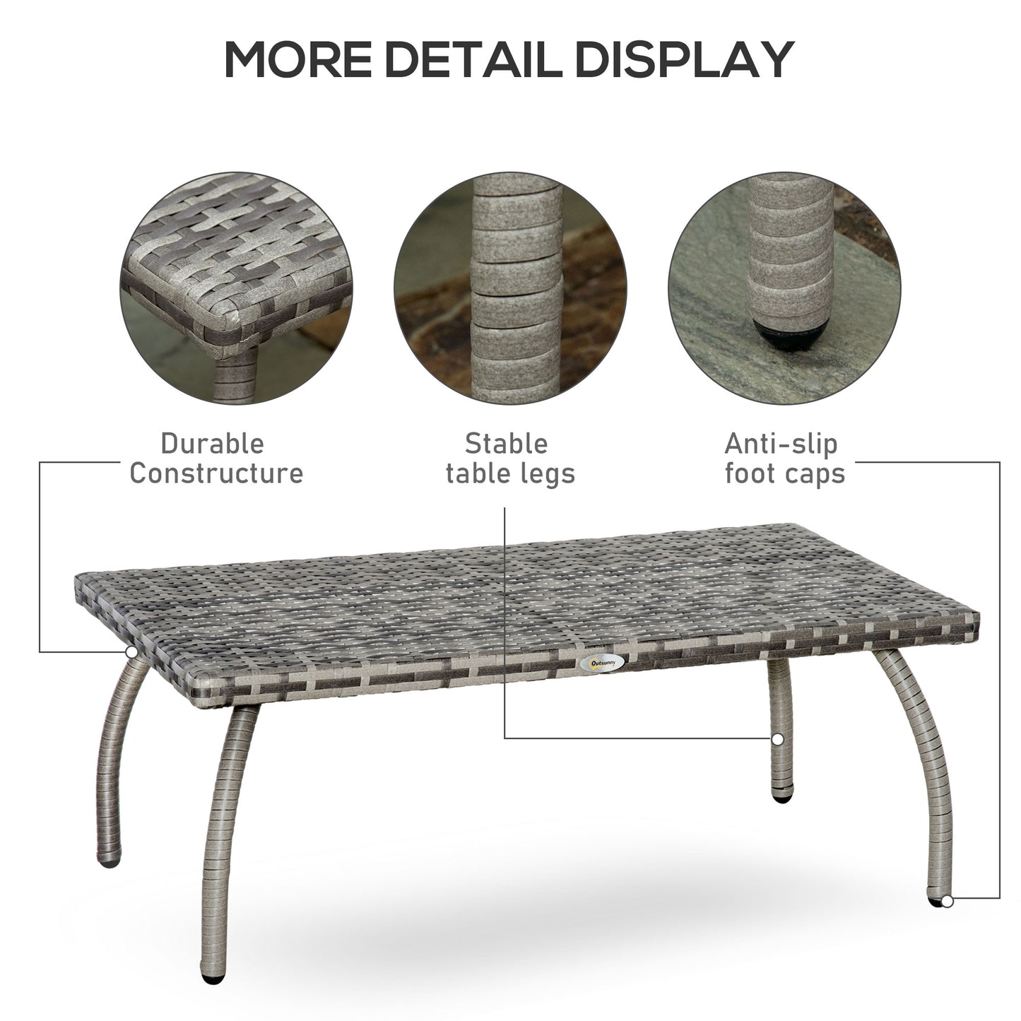 Outsunny Rattan Alfresco Table: Weather-Defying Wicker Companion for Patio, Garden & Balcony, Grey