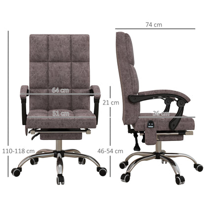 Vinsetto Executive Office Massage Chair, Microfibre Computer Chair with Vibration, Armrest, 135 Recline, Charcoal Grey