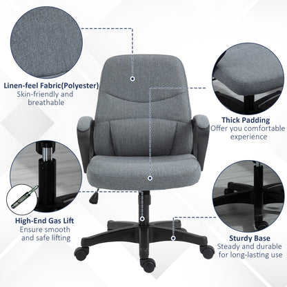 Vinsetto Ergonomic High Back Office Chair with Massage Lumbar Support, Adjustable Height, 360° Swivel, Grey