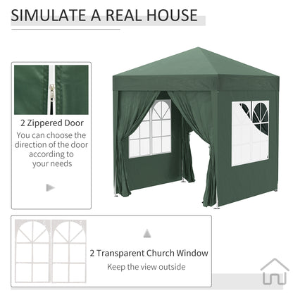 Outsunny Pop Up Gazebo Canopy, size (2 x 2m)-Green