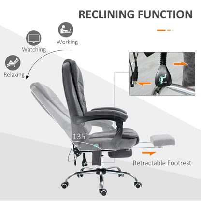 Vinsetto Executive Office Chair with 6 Point Heated Vibration Massage, Swivel, Ergonomic, High Back, Recliner with Footrest, Dark Grey