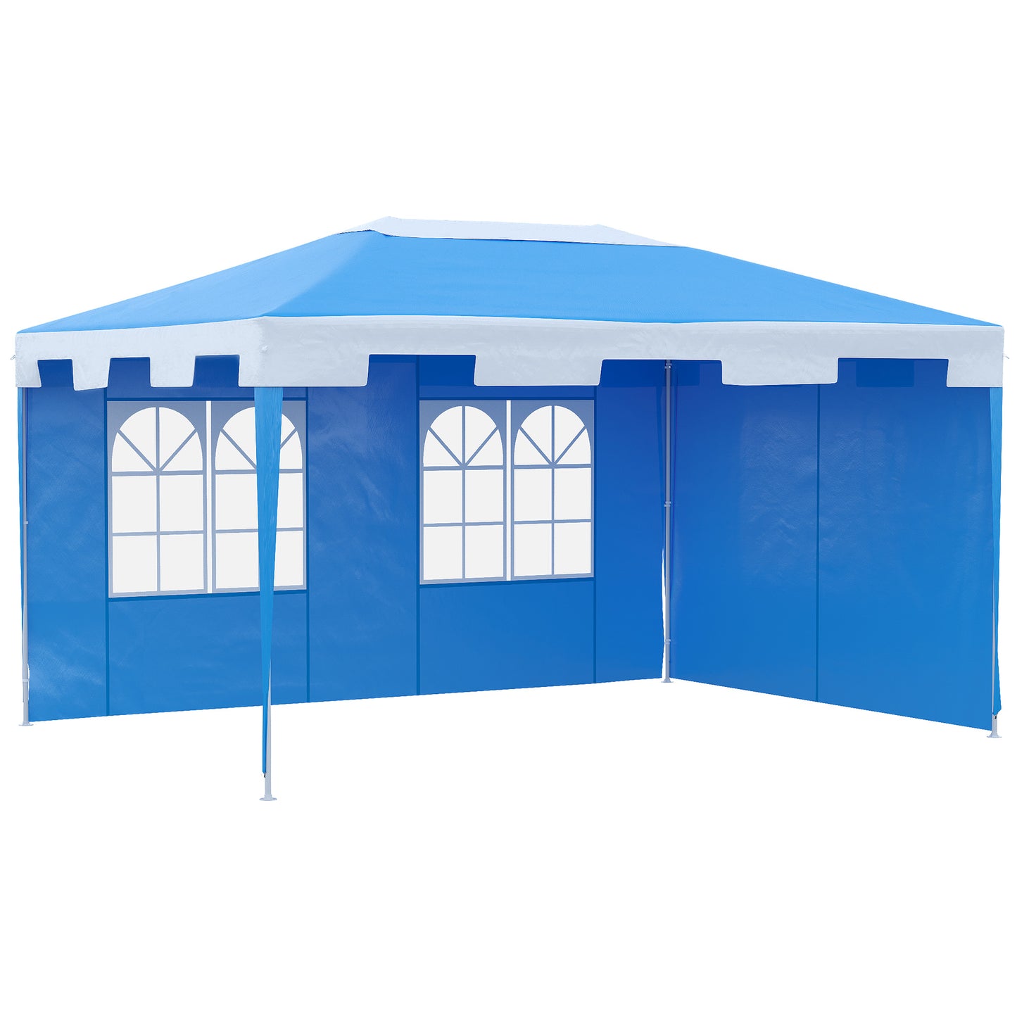 Outsunny 3 x 4 m Party Gazebo Marquee Garden Canopy Outdoor BBQ Tent Camping Patio Awning with 2 Sidewalls, Blue