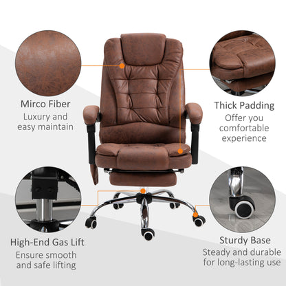 Vinsetto Heated 6 Points Vibration Massage Executive Office Chair Adjustable Swivel Ergonomic High Back Desk Chair with Footrest Brown