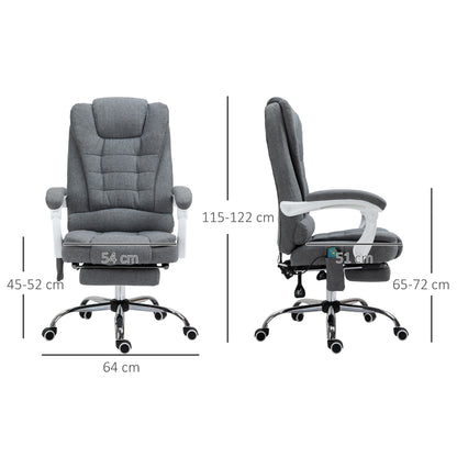 Vinsetto Heated 6 Points Vibration Massage Executive Office Chair, Adjustable Swivel Ergonomic High Back Desk Chair w/ Footrest, Grey