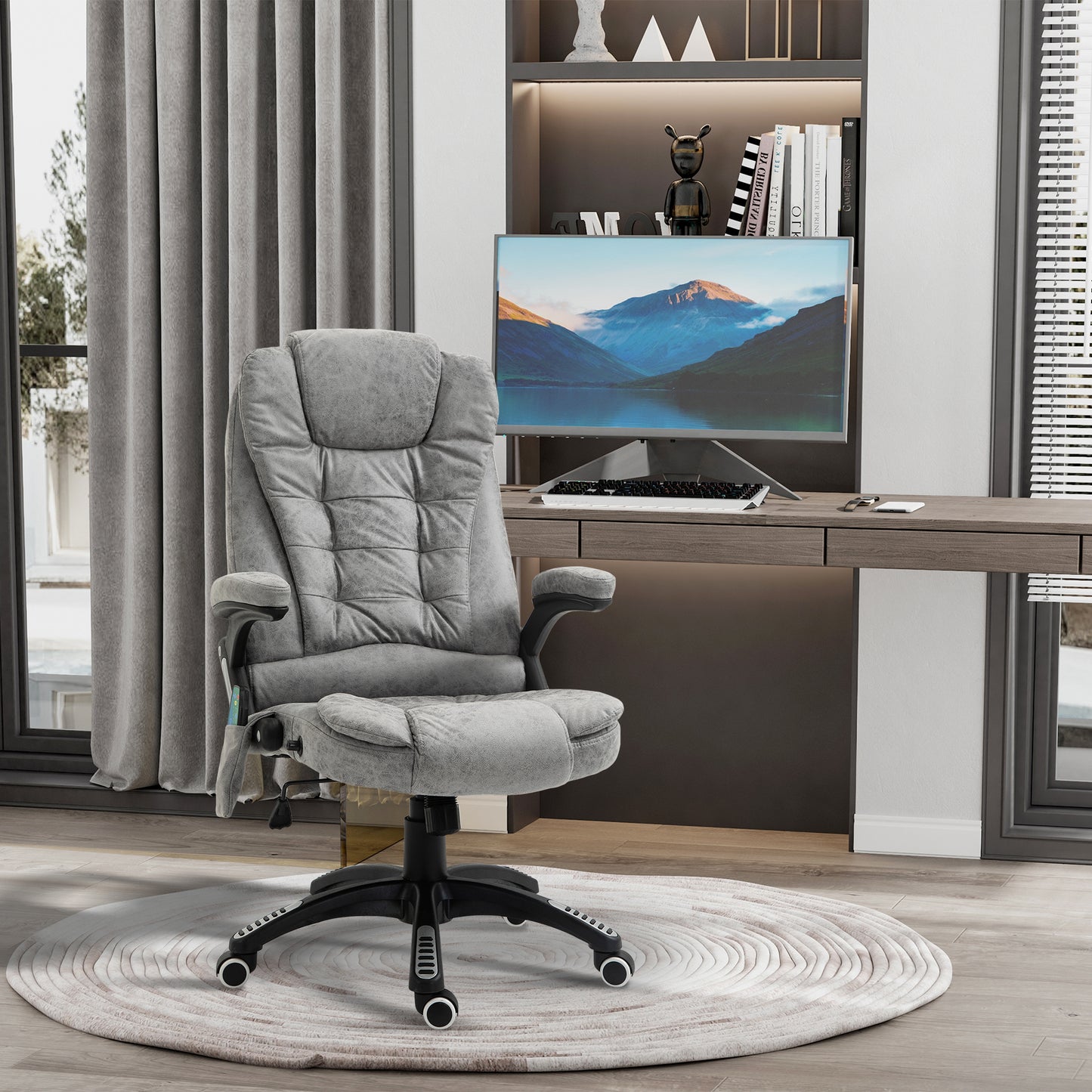 Vinsetto Heated Massage Recliner: 6 Massage Points, Microfiber, 360° Swivel, Slate Grey