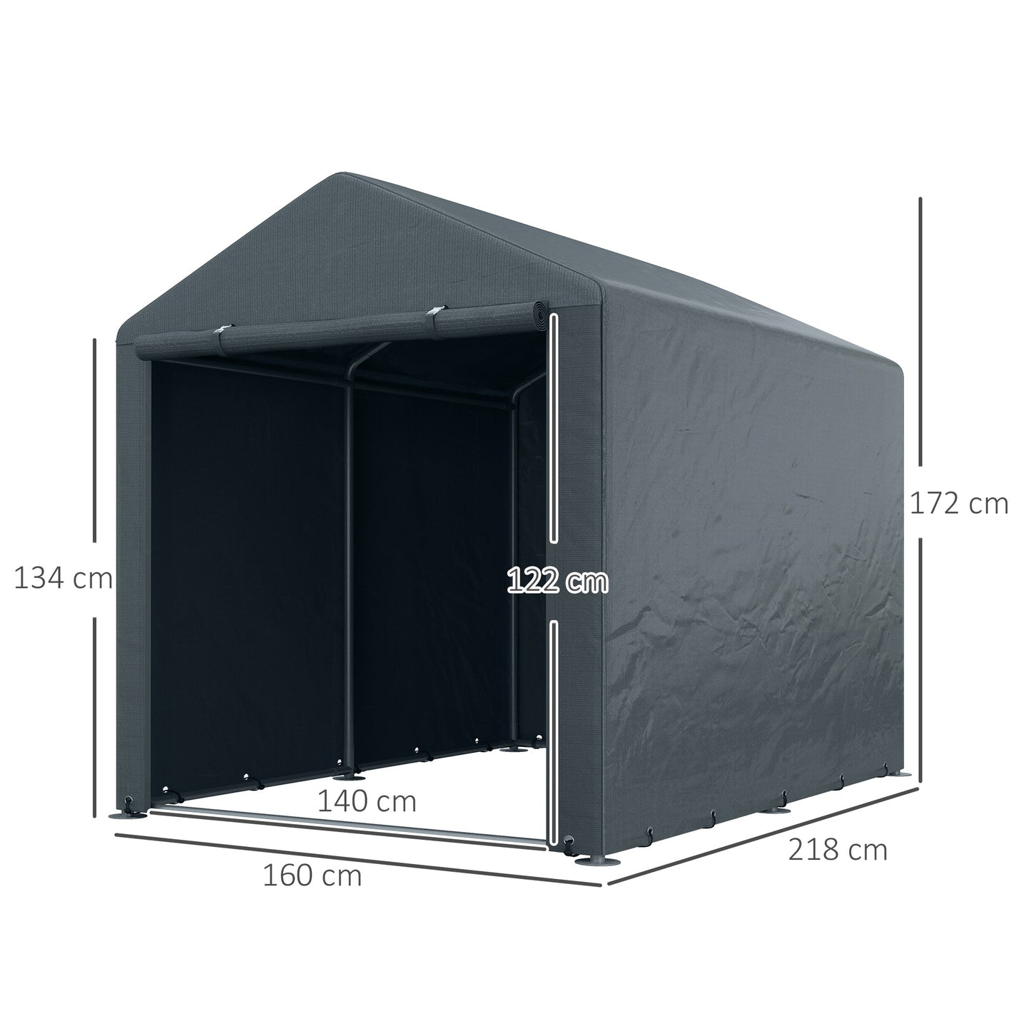 Outsunny 1.6 x 2.2m Garden Storage Shed Tent, with Accessories - Dark Grey