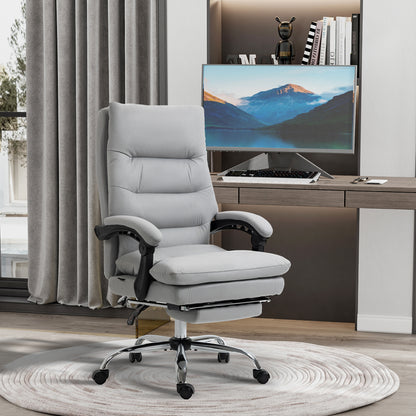 Vinsetto Vibration Massage Office Chair w/ Heat, Microfibre Computer Chair w/ Footrest, Armrest, Reclining Back, Double-tier Padding, Grey