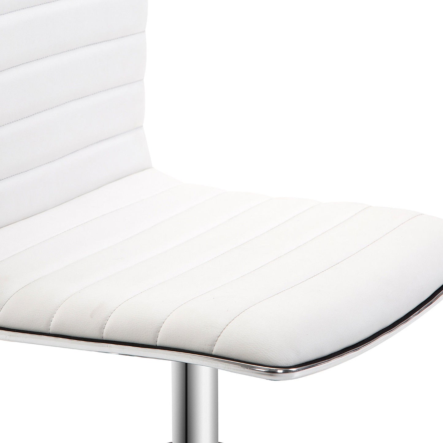 HOMCOM Adjustable Swivel Office Chair with Armless Mid-Back in PU Leather and Chrome Base - White