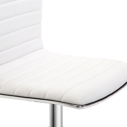 HOMCOM Adjustable Swivel Office Chair with Armless Mid-Back in PU Leather and Chrome Base - White