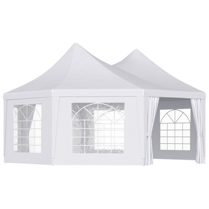 Outsunny 6.8m x 5m Octagonal Party Tent / Wedding Marquee-White