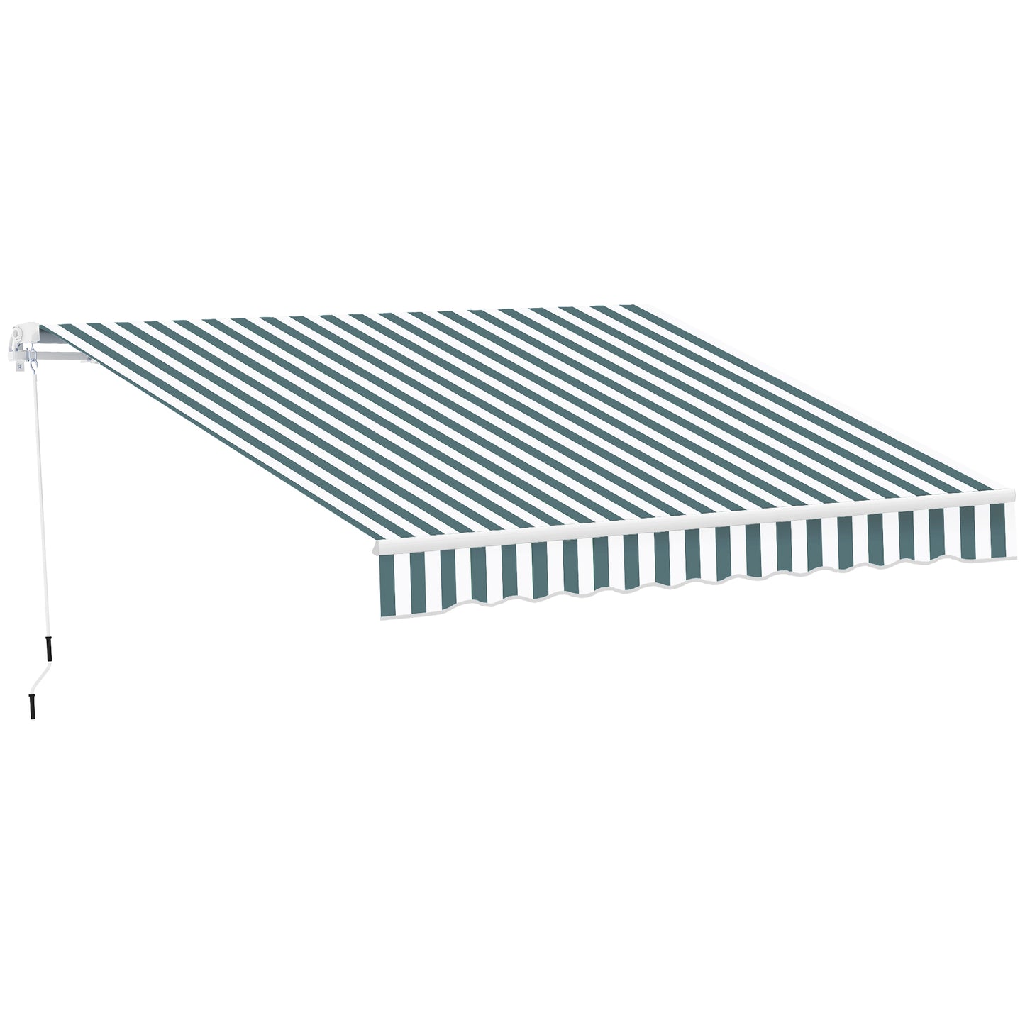 Outsunny 2.5m x 2m Garden Patio Manual Awning Canopy Sun Shade Shelter Retractable with Winding Handle Green White