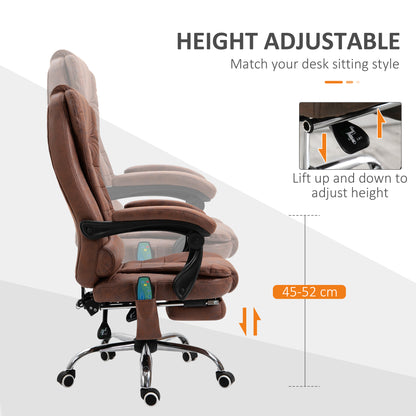 Vinsetto Heated 6 Points Vibration Massage Executive Office Chair Adjustable Swivel Ergonomic High Back Desk Chair with Footrest Brown