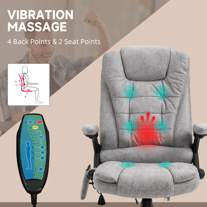 Vinsetto Heated Massage Recliner: 6 Massage Points, Microfiber, 360° Swivel, Slate Grey