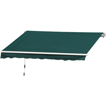 Outsunny 3.5 x 2.5 m Garden Patio Manual Awning Canopy Sun Shade Shelter with Winding Handle - Green