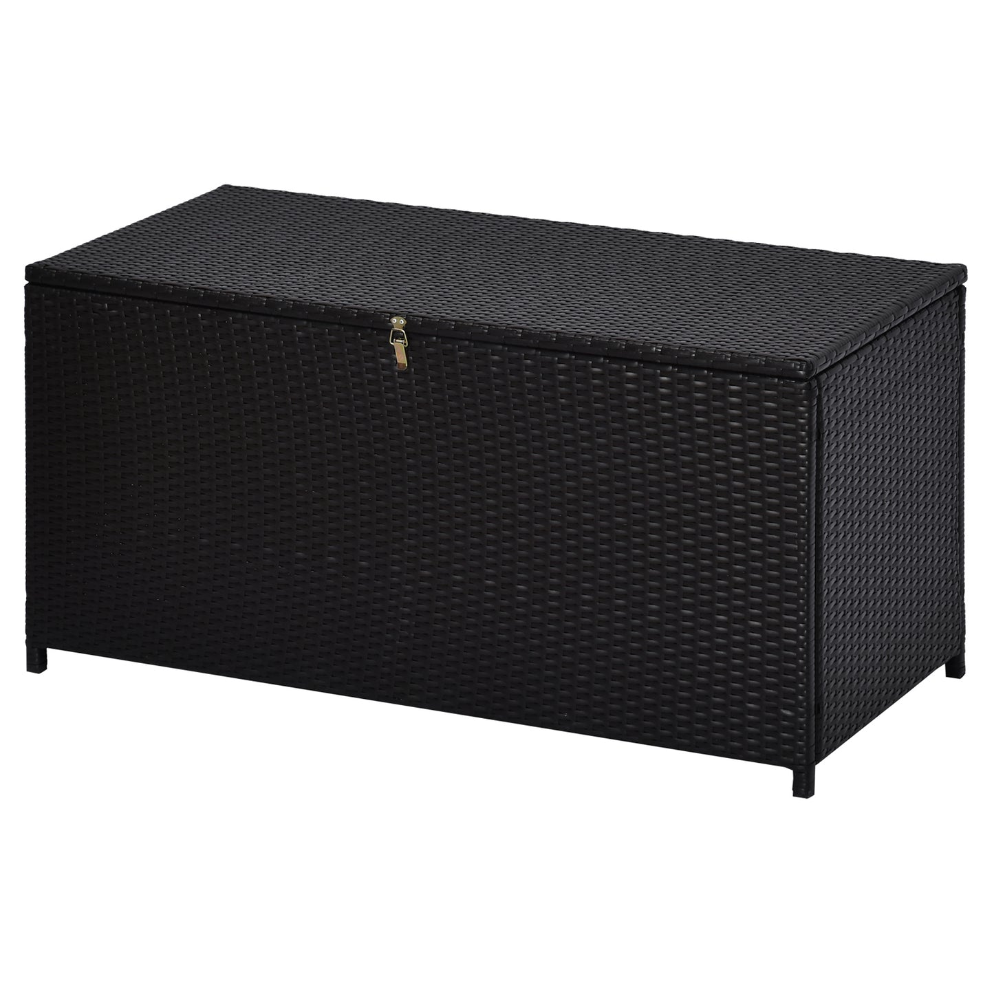 Outsunny Rattan Storage Box Outdoor Indoor Wicker Cabinet Chest Garden Furniture 118 x 54 x 59cm - Dark Brown