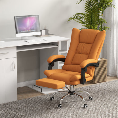 Vinsetto Vibration Massage Office Chair with Heat, PU Leather Computer Chair with Footrest, Armrest, Reclining Back, Light Brown