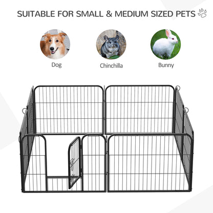 PawHut Heavy Duty Dog Pet Puppy Metal Playpen Play Pen Rabbit Pig Hutch Run Enclosure Foldable Black 80 x 60 cm (Small)