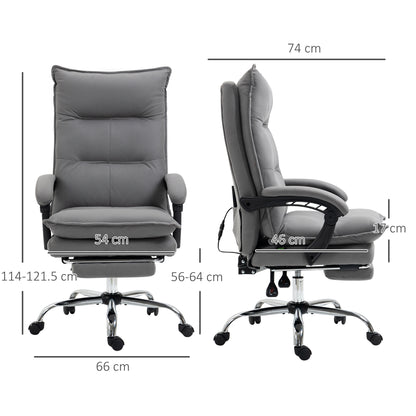 Vinsetto Microfibre Office Chair with Vibration Massage, Heat, Reclining Back, Footrest, Armrest, Double Padding, Grey