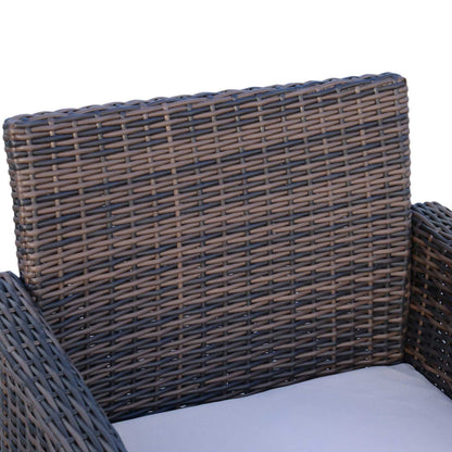 Outsunny Rattan Garden Sofa Set, 4-Seater, Outdoor Patio Wicker Weave, 2-Seater Bench, Chairs & Coffee Table, Brown