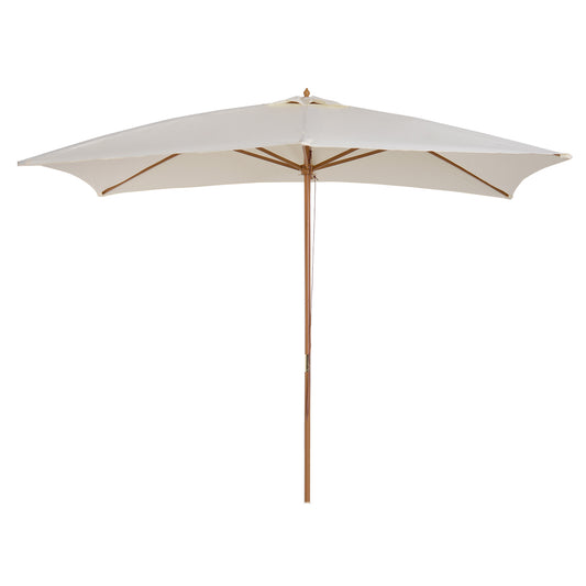 Outsunny 3x2m Wooden Patio Parasol Umbrella-Cream