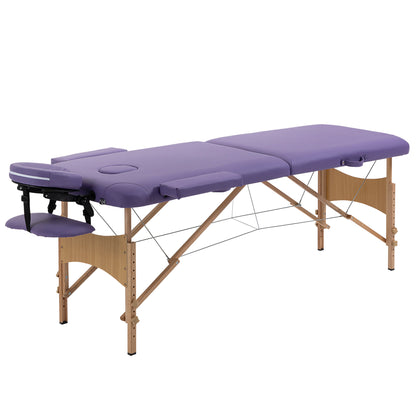 HOMCOM Massage Table Bed Couch Beauty Bed 2 Section Therapy Bed Lightweight Portable Folding Spa Bed Purple