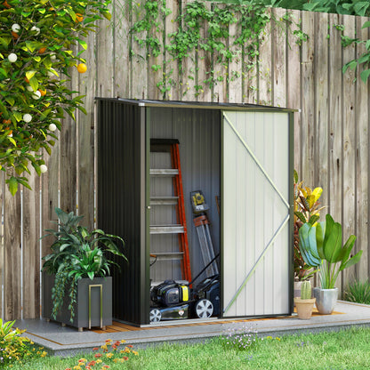 Outsunny 5.3ft x 3.1ft Outdoor Storage Shed, Garden Metal Storage Shed w/ Single Door for Backyard, Patio, Lawn, Charcoal Grey