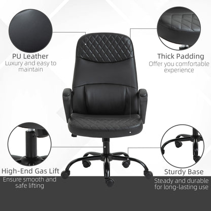 Vinsetto Massage Executive Chair: PU Leather, Vibration Function, Adjustable Lumbar Support, Black