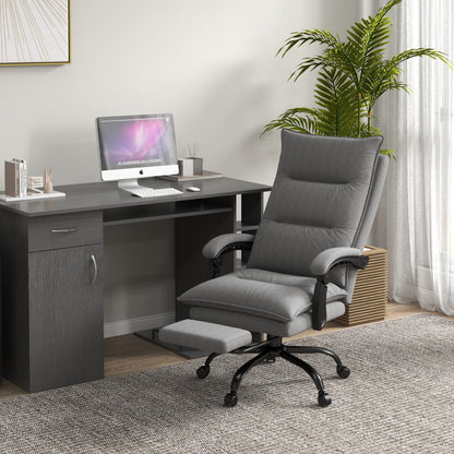 Vinsetto Microfibre Office Chair with Vibration Massage, Heat, Reclining Back, Footrest, Armrest, Double Padding, Grey