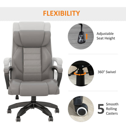 Vinsetto Executive Office Chair with 6-Point Massage, High Back Swivel Seat with Extra Padding, Ergonomic Tilt, Grey