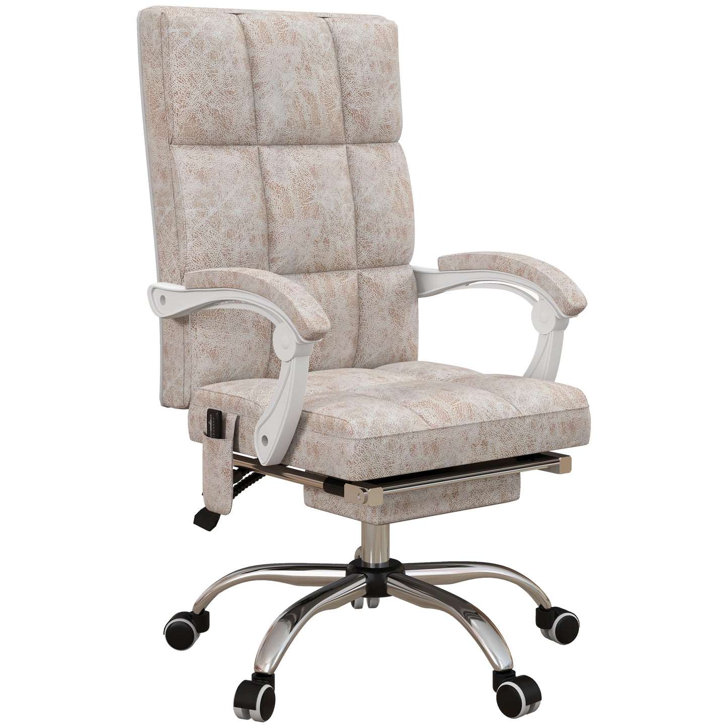 Vinsetto Executive Microfibre Office Chair with Vibration Massage, 135 Reclining, Armrests, Beige