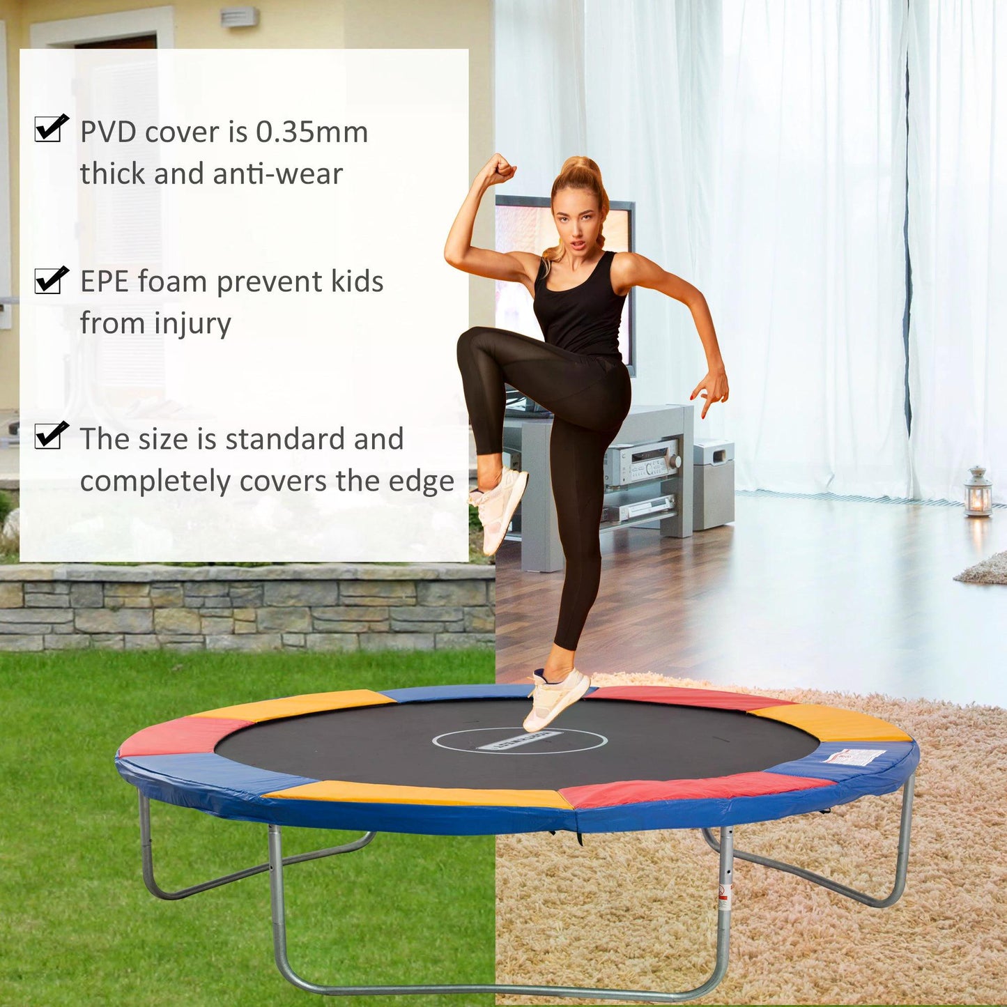 HOMCOM 10ft Trampoline Safety Pad-Multicolour