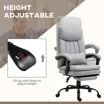 Vinsetto Massage and Heat Office Chair, Microfibre Reclining Computer Chair with Footrest, Lumbar Support, Armrest, Grey