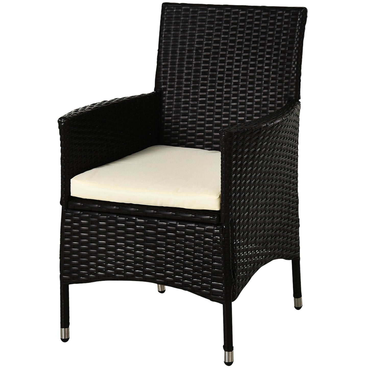 Outsunny Waterproof Rattan Armchair Duo: Deep Coffee Garden Patio Seating with Cushions