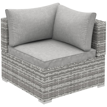 Outsunny PE Rattan Wicker Corner Sofa Garden Furniture Single Sofa Chair w/ Cushions, Grey