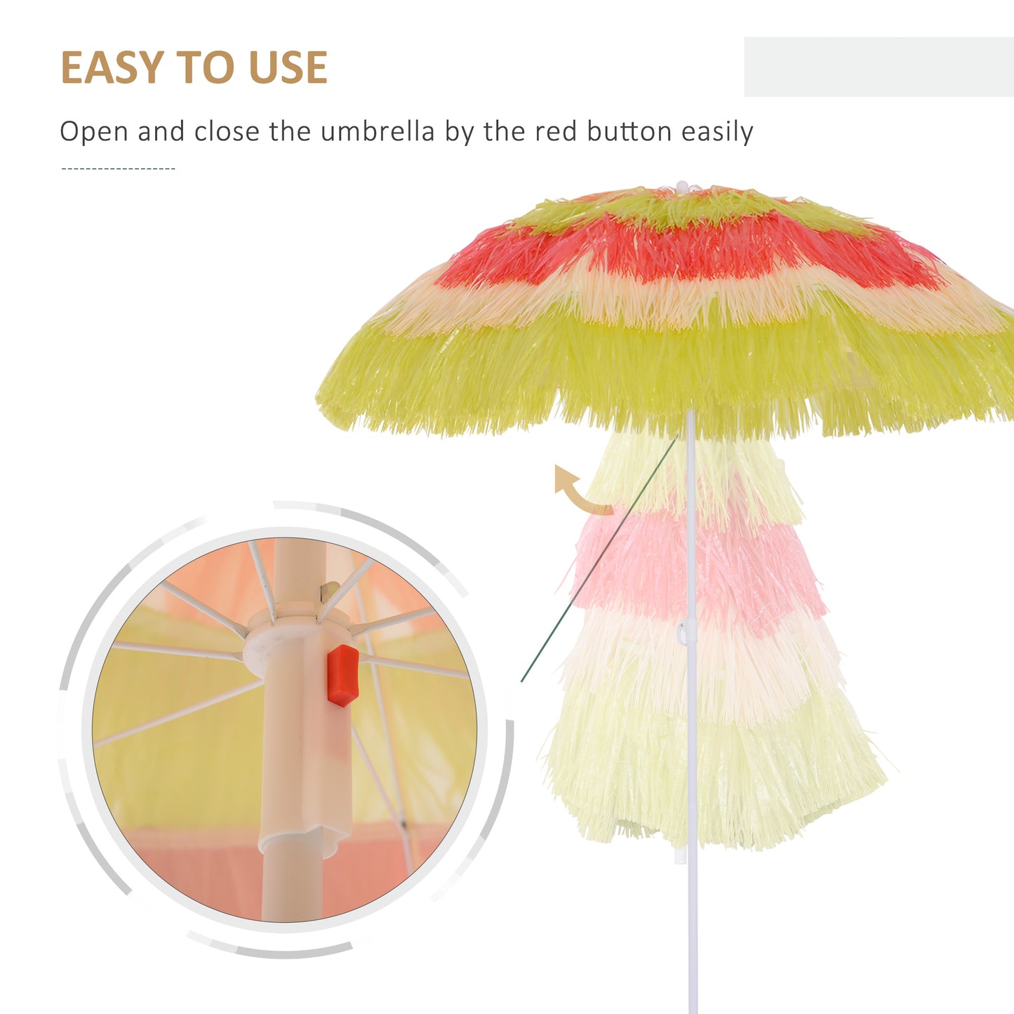 Outsunny Hawaii Beach Umbrella Foldable Parasol-Rainbow