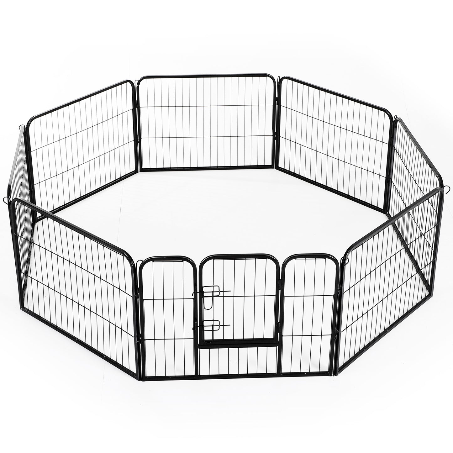 PawHut Heavy Duty Dog Pet Puppy Metal Playpen Play Pen Rabbit Pig Hutch Run Enclosure Foldable Black 80 x 60 cm (Small)