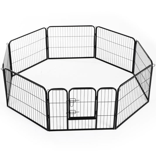 PawHut Heavy Duty Dog Pet Puppy Metal Playpen Play Pen Rabbit Pig Hutch Run Enclosure Foldable Black 80 x 60 cm (Small)