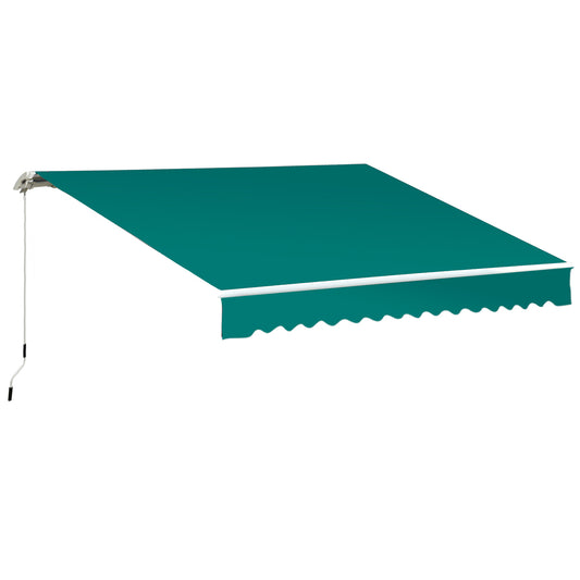 Outsunny 3.5 x 2.5 m Garden Patio Manual Awning Canopy Sun Shade Shelter with Winding Handle - Green