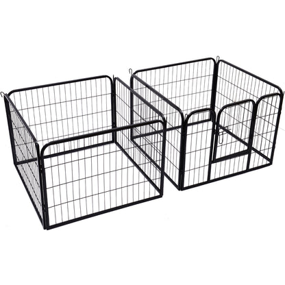 PawHut Heavy Duty Dog Pet Puppy Metal Playpen Play Pen Rabbit Pig Hutch Run Enclosure Foldable Black 80 x 60 cm (Small)