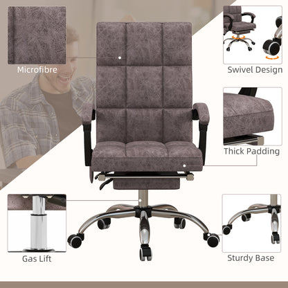 Vinsetto Executive Office Massage Chair, Microfibre Computer Chair with Vibration, Armrest, 135 Recline, Charcoal Grey