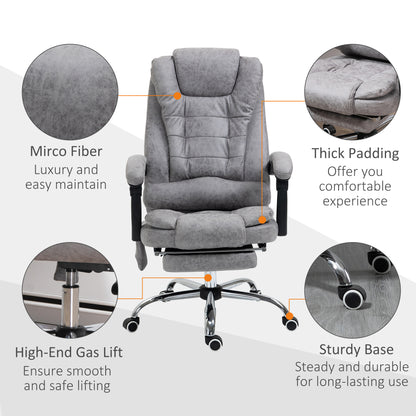 Vinsetto Heated 6 Points Vibration Massage Executive Office Chair Adjustable Swivel Ergonomic High Back Recliner w/ Footrest Grey