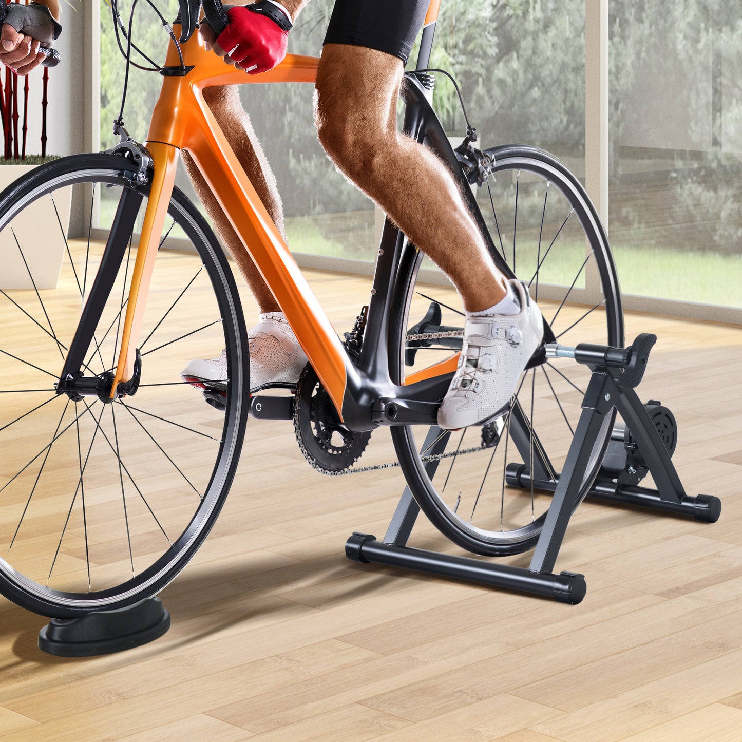 HOMCOM Foldable Indoor Bike Turbo Trainer-Black