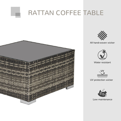 Outsunny Rattan Coffee Table Ready to Use Outdoor Furniture Suitable for Garden Backyard Deep Grey