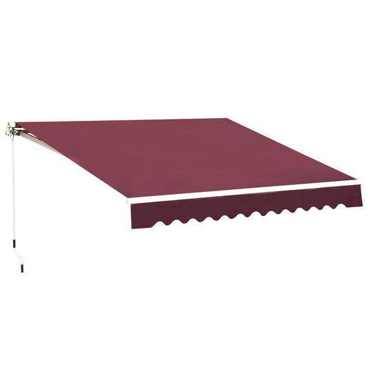 Outsunny Awning Canopy Sun Shade Canopy Garden Patio Manual Retractable Awning, 3x2.5 m-Red