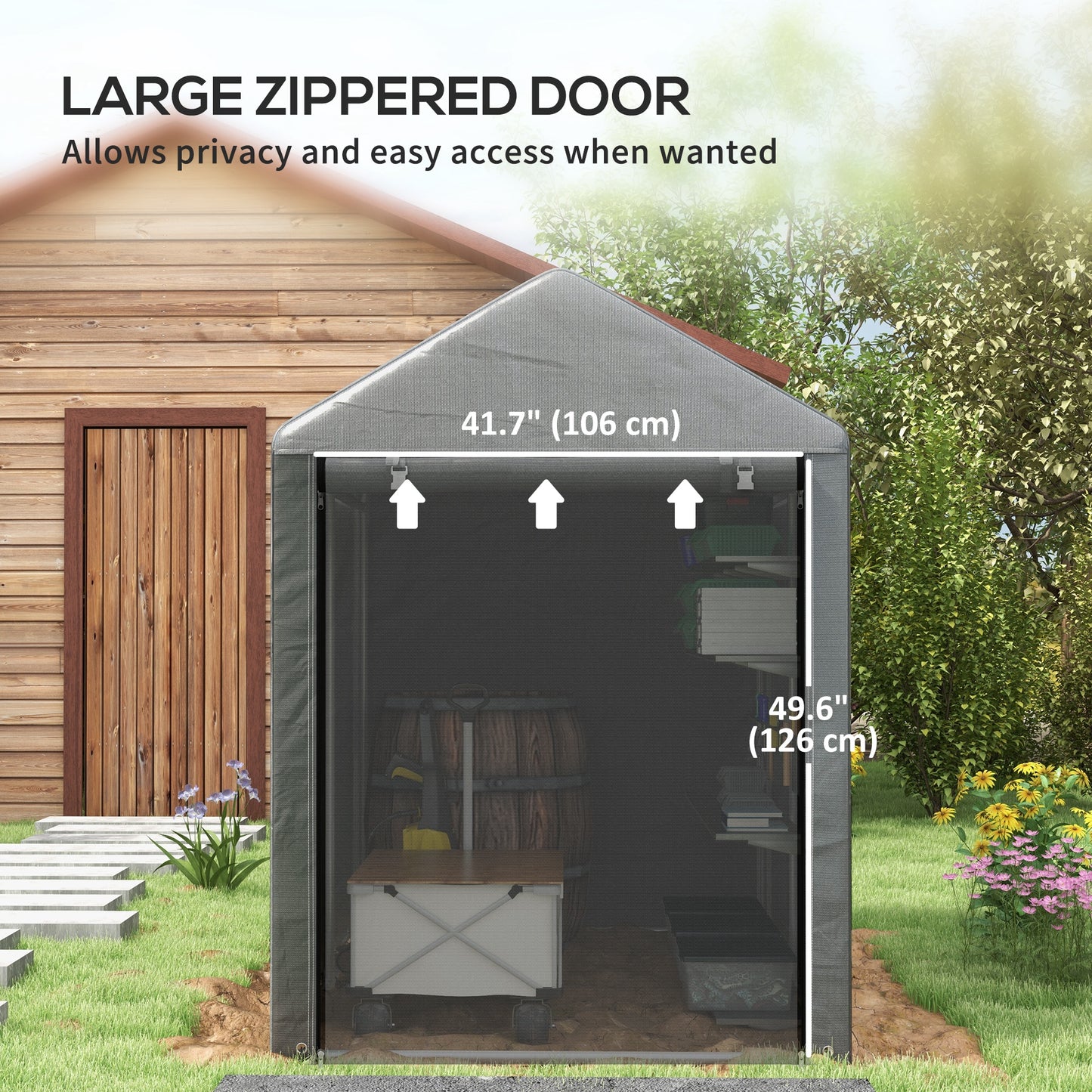 Outsunny 1.2 x 1.8m Garden Storage Shed Tent, Portable Shed with Roll-up Door for Motorcycle, Bike, Garden Tools