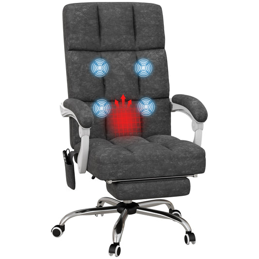 Vinsetto Executive Office Massage Chair, Microfibre Computer Chair with Vibration, Armrest, 135 Recline, Charcoal Grey